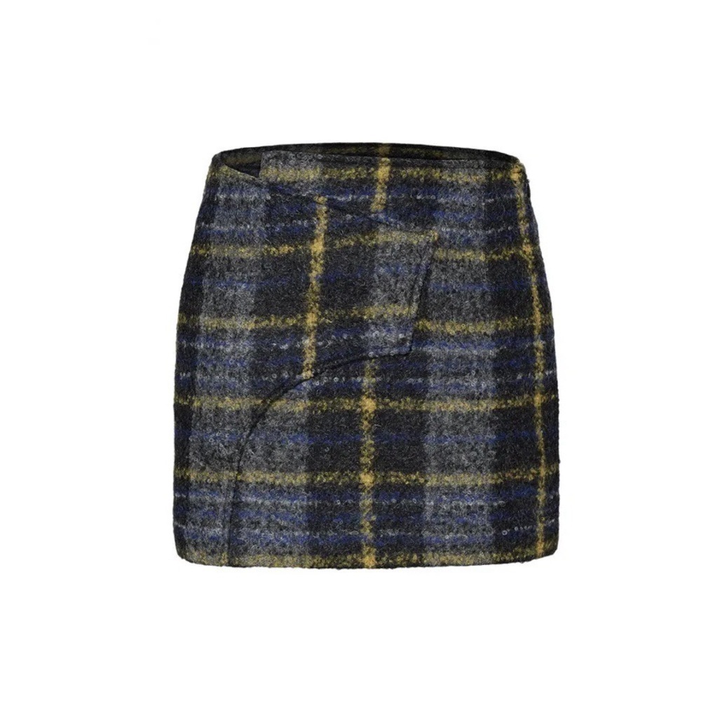 NWT Derek Lam 10 Crosby Wrap Aline Wool Plaid Mini Skirt